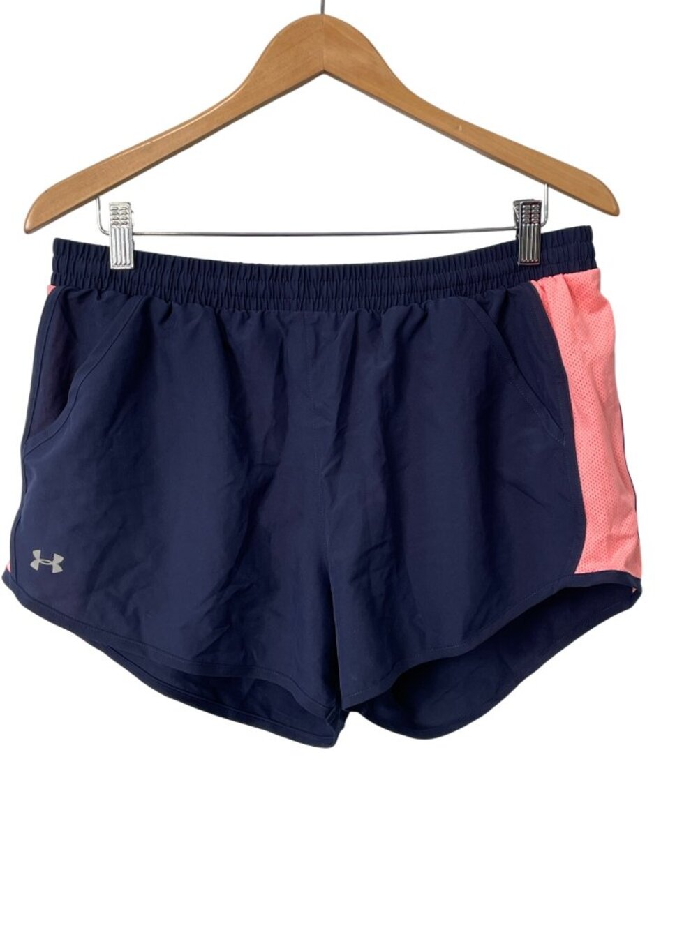 Under Armour Running Shorts Large Loose Fit Athletic Navy Pink Athleisure Gym